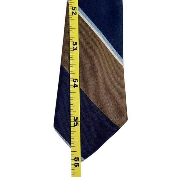 VINTAGE WOOLF BROTHERS COUNTESS MARA TIE Navy Blue and Dark Brown, PREOWNED - Picture 6 of 6